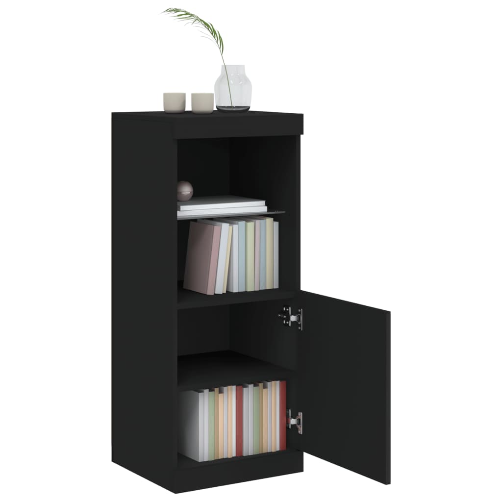 skænk med LED-lys 41x37x100 cm sort