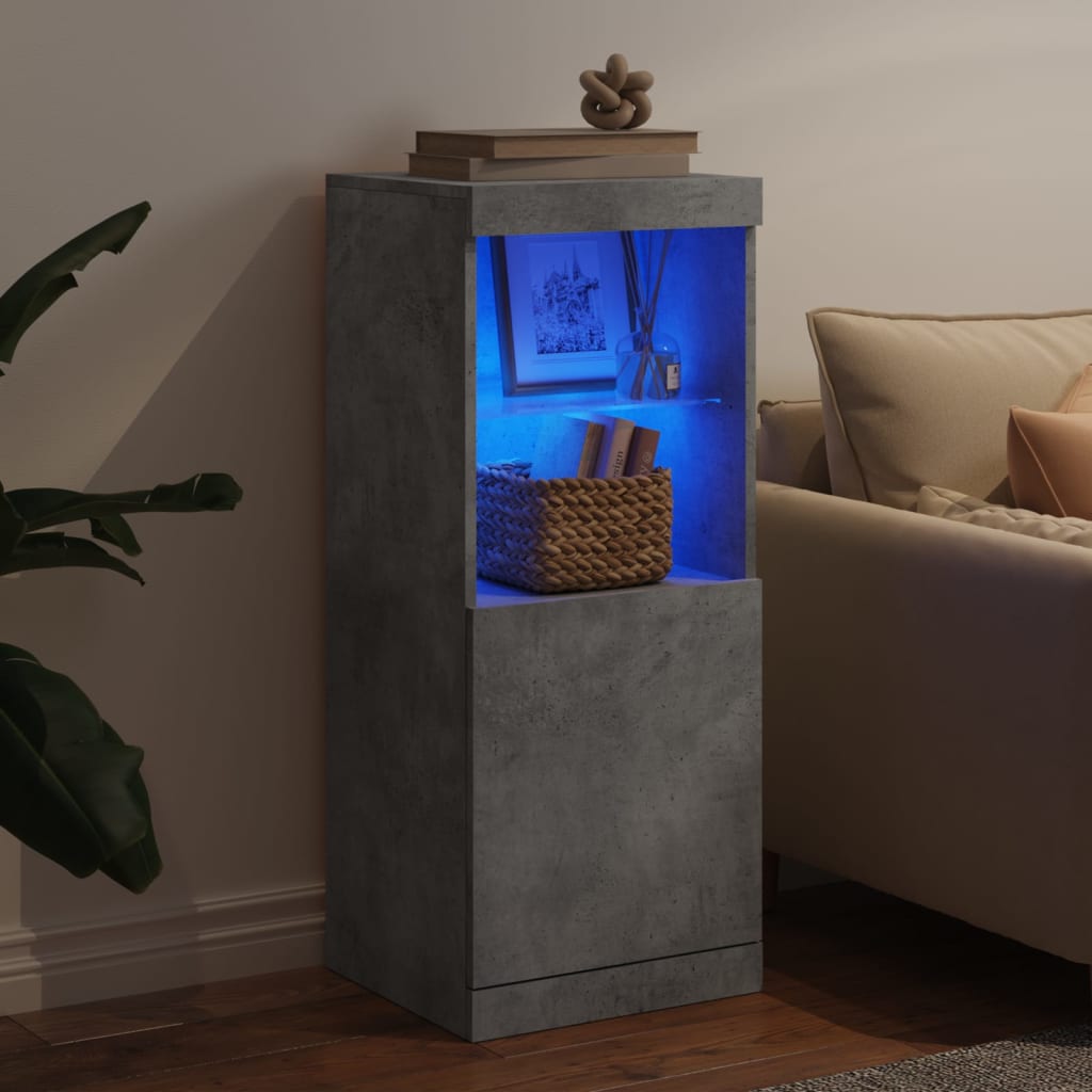 skænk med LED-lys 41x37x100 cm betongrå