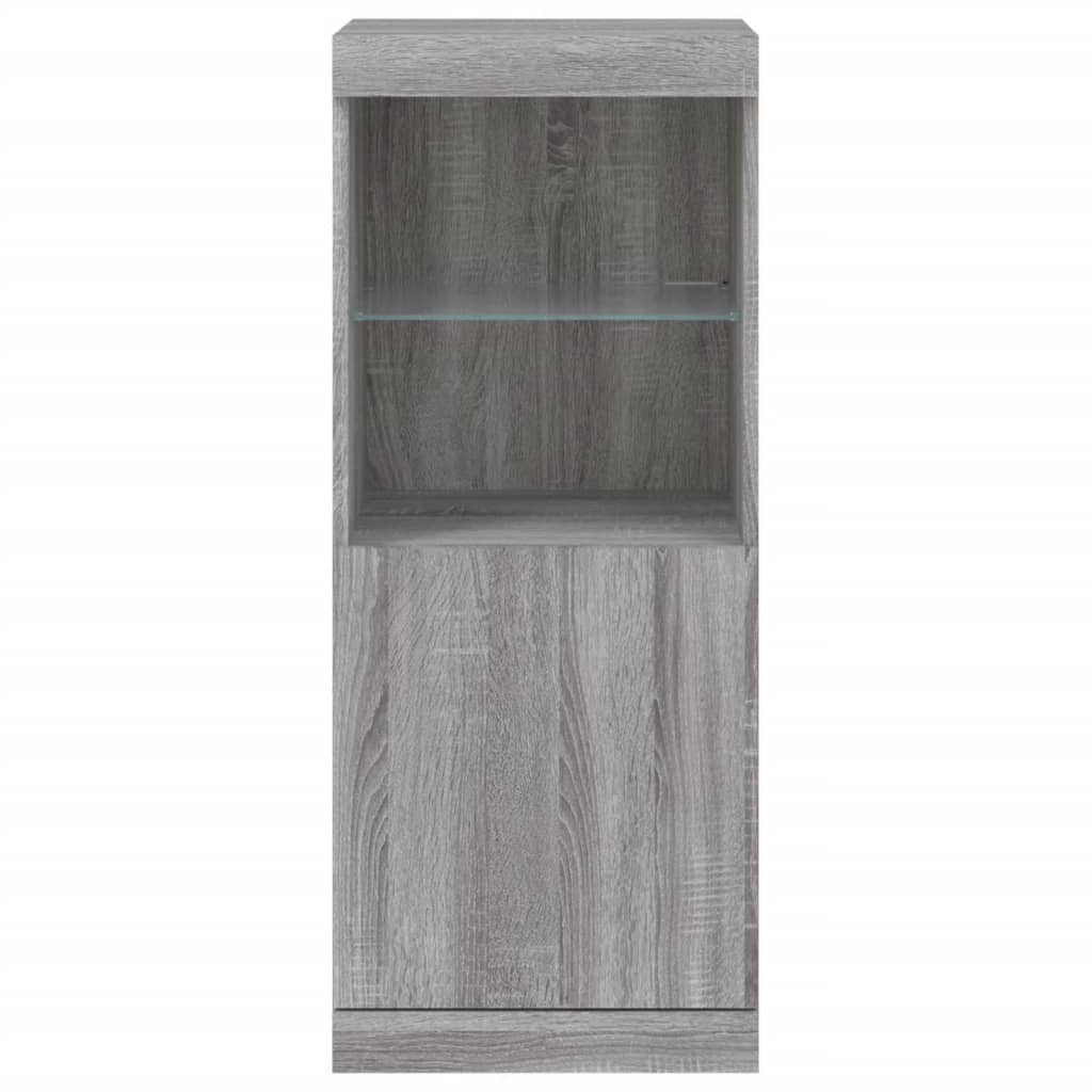 skænk med LED-lys 41x37x100 cm grå sonoma-eg