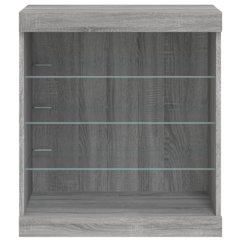 skænk med LED-lys 60,5x37x67 cm grå sonoma-eg