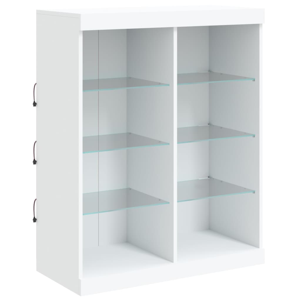 skænk med LED-lys 81x37x100 cm hvid