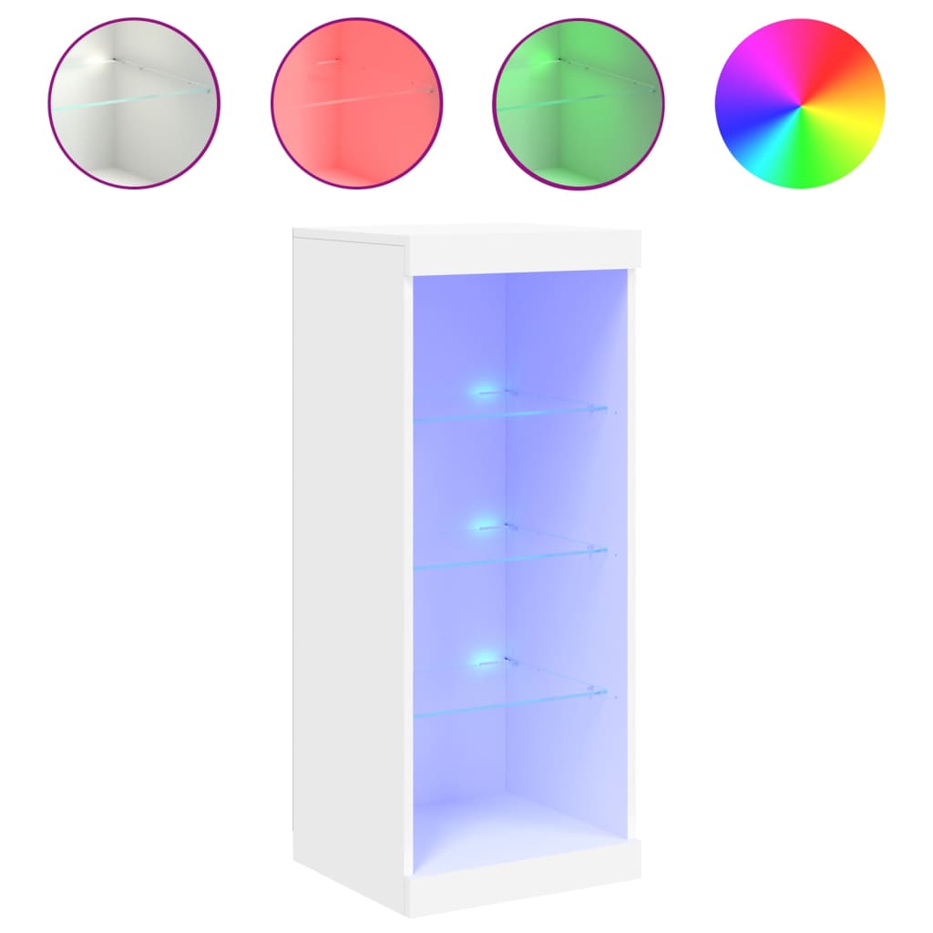 skænk med LED-lys 41x37x100 cm hvid