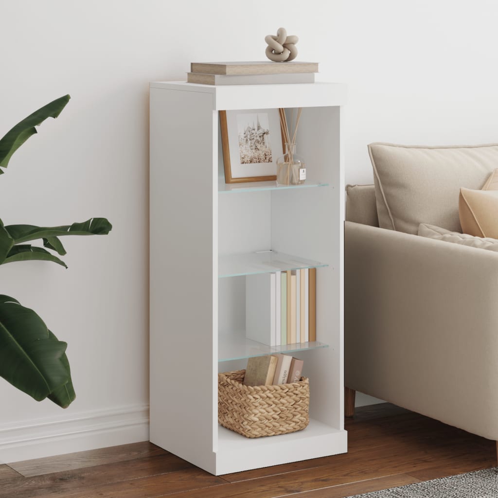 skænk med LED-lys 41x37x100 cm hvid
