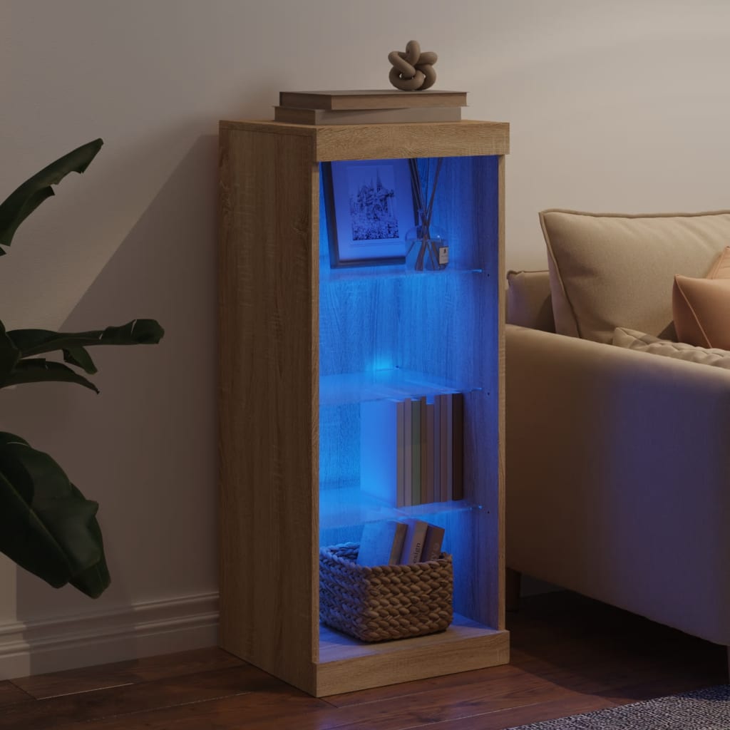 skænk med LED-lys 41x37x100 cm sonoma-eg