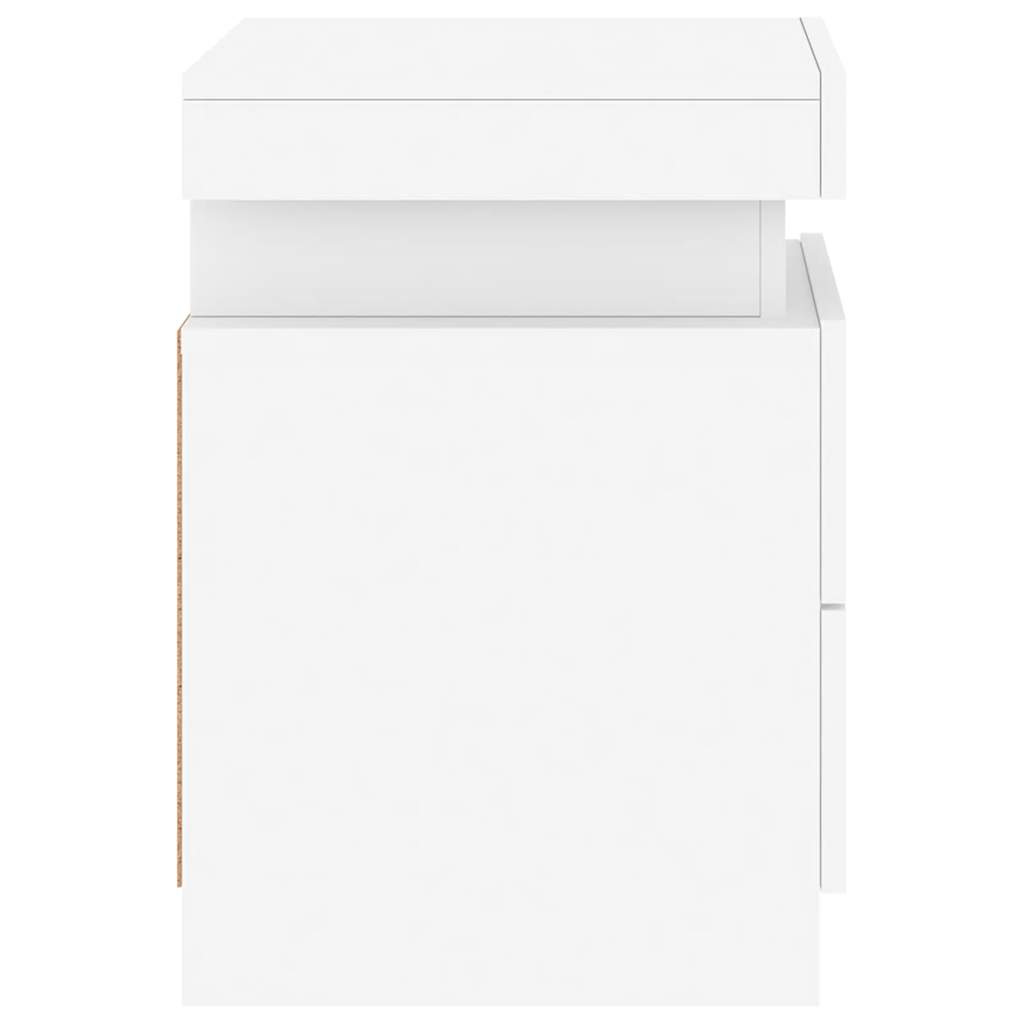 sengebord med LED-lys 35x39x55 cm hvid