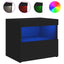 sengebord med LED-lys 50x40x45 cm sort