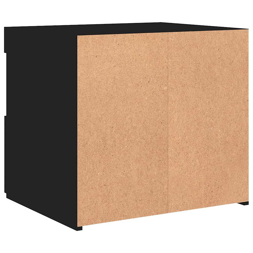 sengebord med LED-lys 50x40x45 cm sort