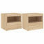 sengeborde 2 stk. med LED-lys 50x40x45 cm sonoma-eg