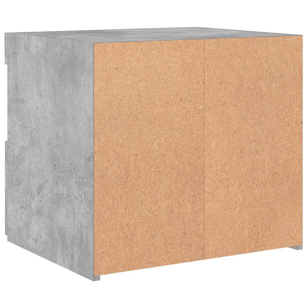 sengebord med LED-lys 50x40x45 cm betongrå