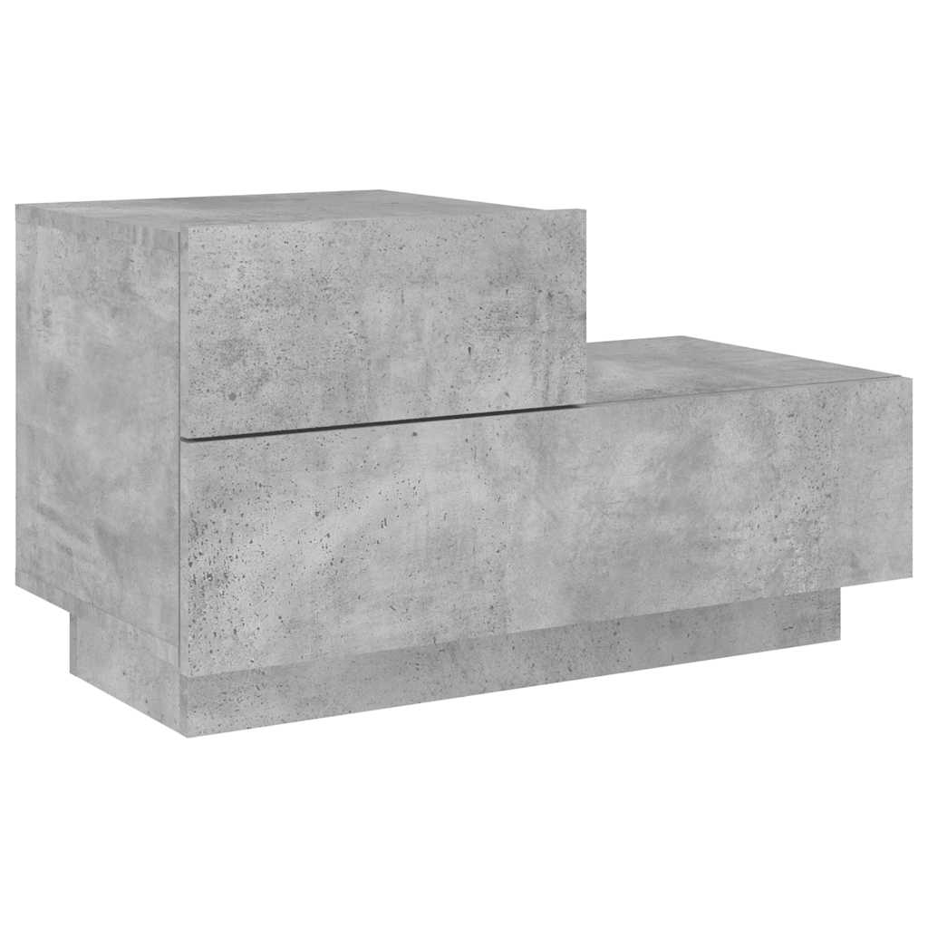 sengebord med LED-lys 70x36x40,5 cm betongrå