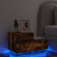 sengebord med LED-lys 70x36x40,5 cm røget egetræsfarve