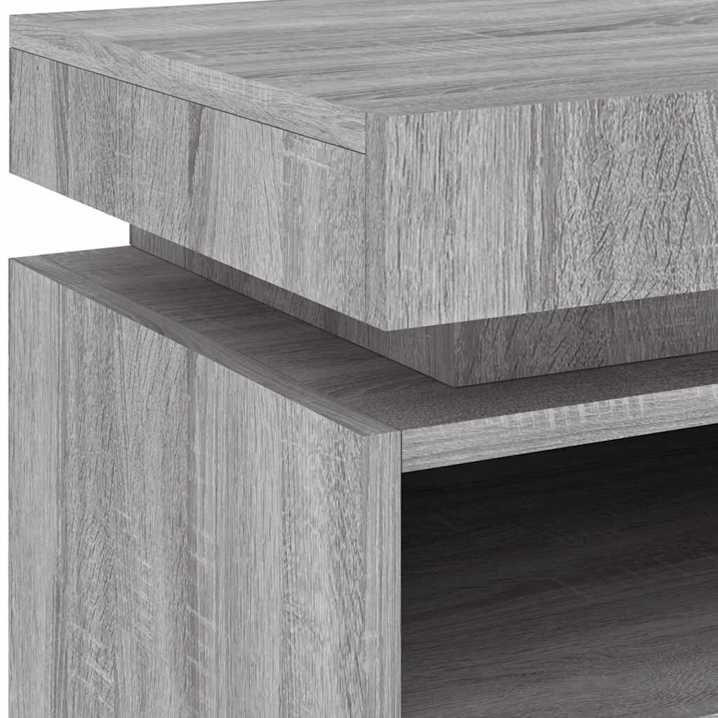 sengebord med LED-lys 40x39x48,5 cm grå sonoma-eg