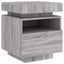 sengeborde 2 stk. med LED-lys 40x39x48,5 cm grå sonoma-eg