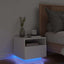 sengebord med LED-lys 40x39x37 cm hvid