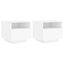 sengeborde 2 stk. med LED-lys 40x39x37 cm hvid