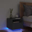 sengebord med LED-lys 40x39x37 cm sort