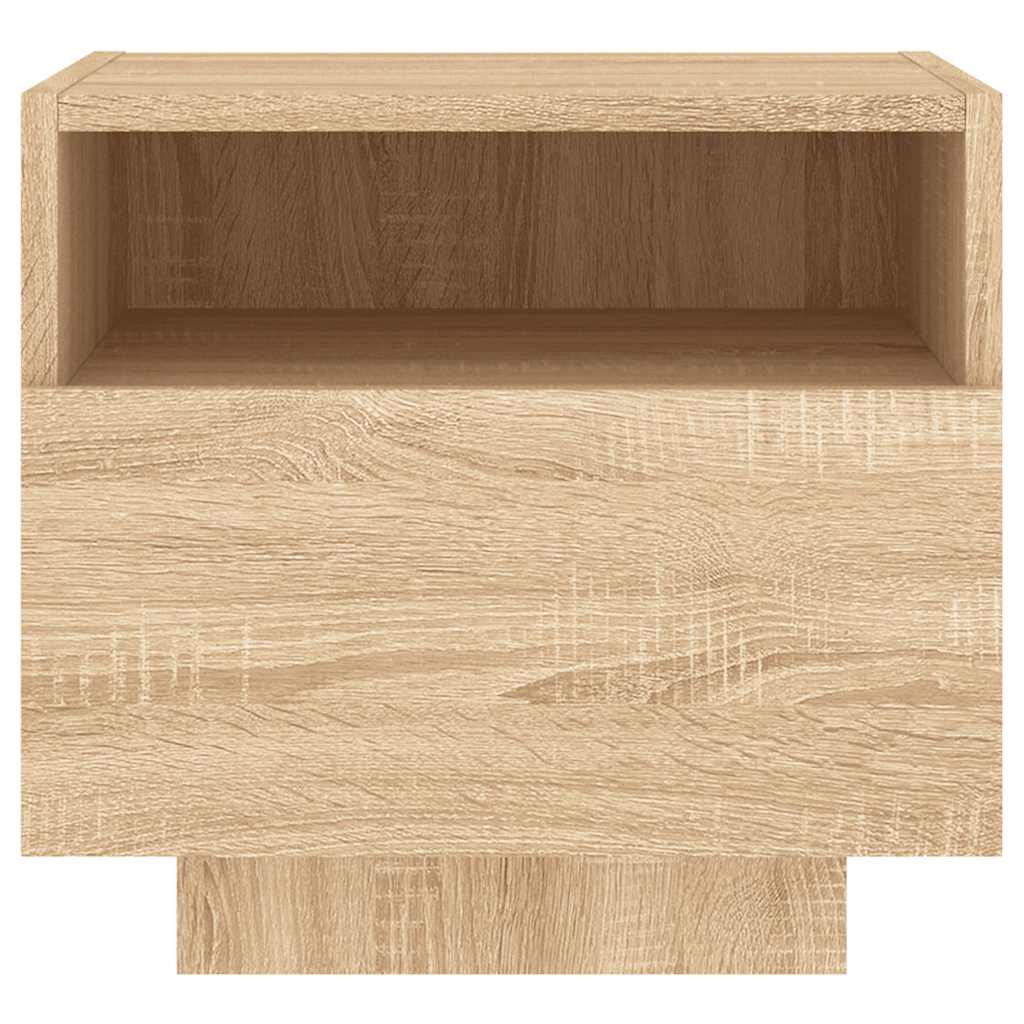 sengebord med LED-lys 40x39x37 cm sonoma-eg