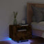 sengebord med LED-lys 40x39x37 cm røget egetræsfarve