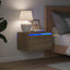 væghængt sengebord med LED-lys sonoma-eg