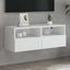 væghængt tv-bord 80x30x30 cm konstrueret træ hvid