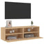 væghængt tv-bord 100x30x30 cm konstrueret træ sonoma-eg