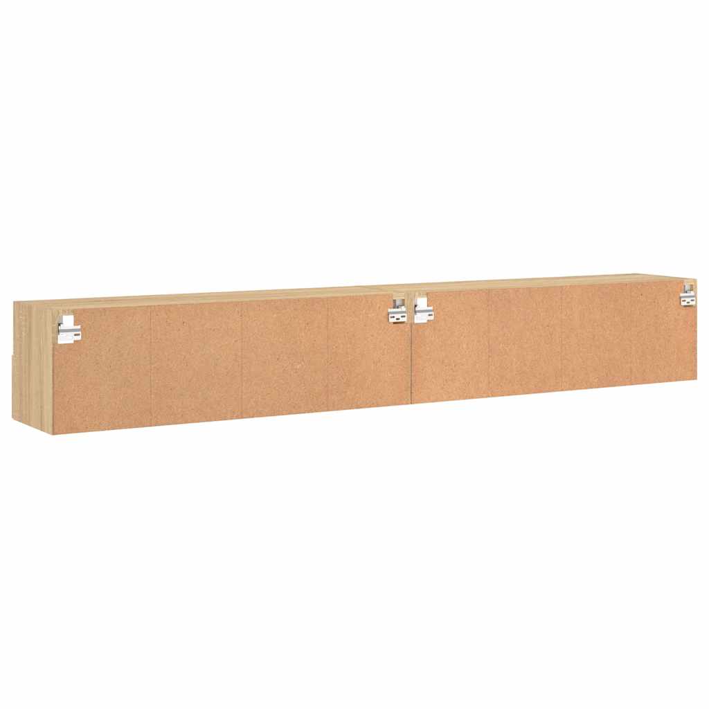 væghængt tv-bord 2 stk. 100x30x30 cm konstrueret træ sonoma-eg