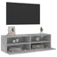 væghængt tv-bord 100x30x30 cm konstrueret træ betongrå