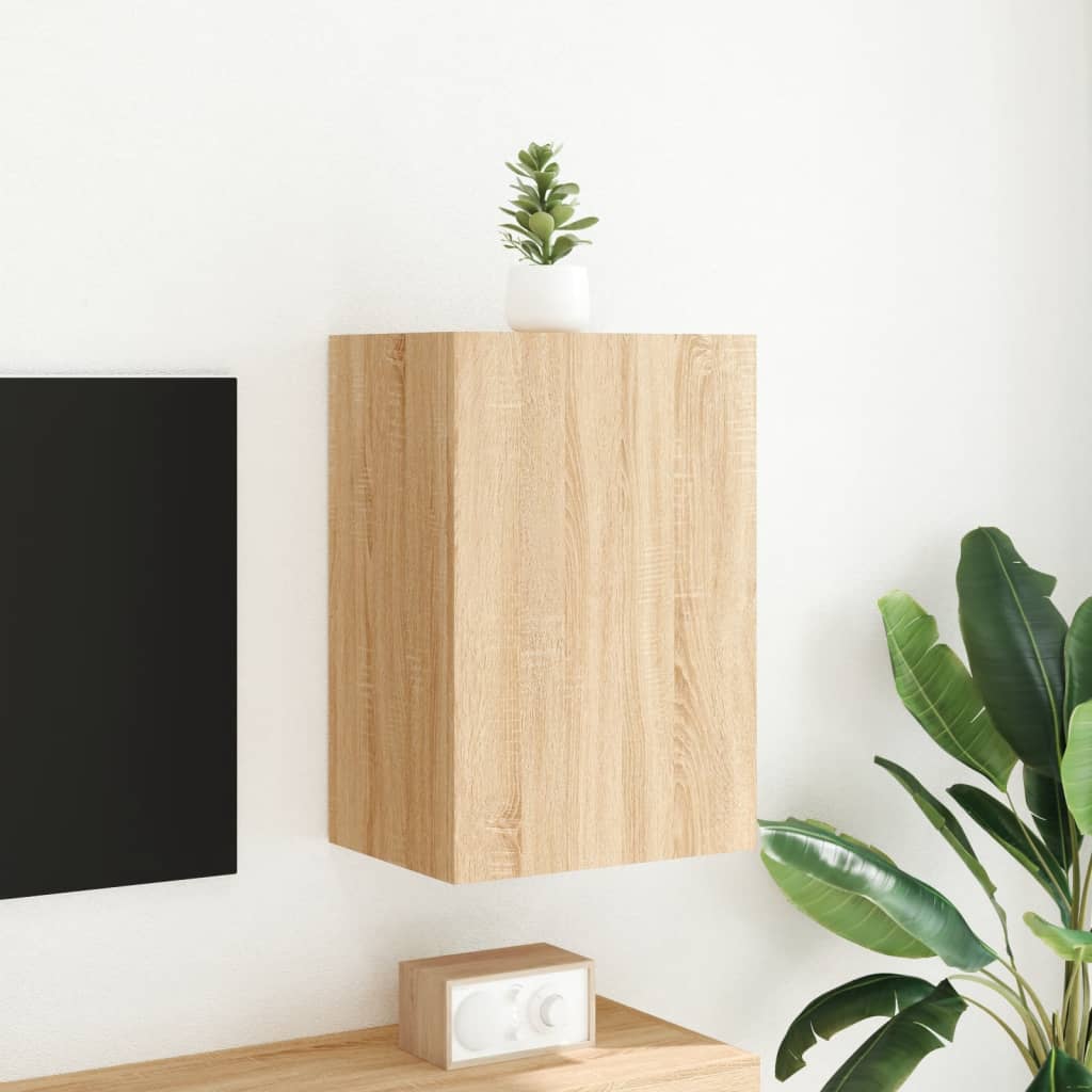 væghængt tv-bord 40,5x30x60 cm konstrueret træ sonoma-eg