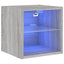 væghængt tv-bord med LED-lys 30x28,5x30 cm grå sonoma-eg