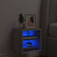 væghængt tv-bord med LED-lys 30x28,5x30 cm grå sonoma-eg