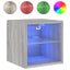 væghængte tv-borde 2 stk. med LED-lys 30x28,5x30 cm grå sonoma