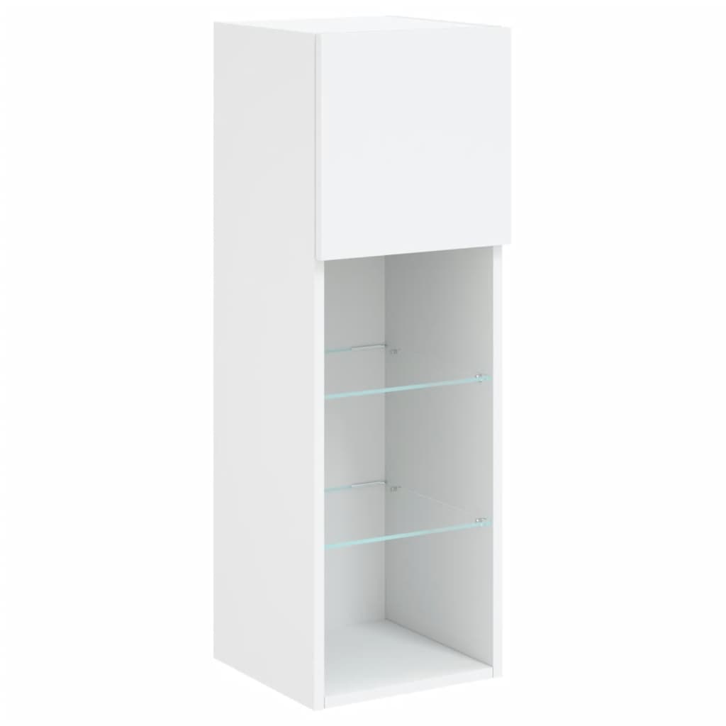 tv-borde 2 stk. med LED-lys 30,5x30x90 cm hvid