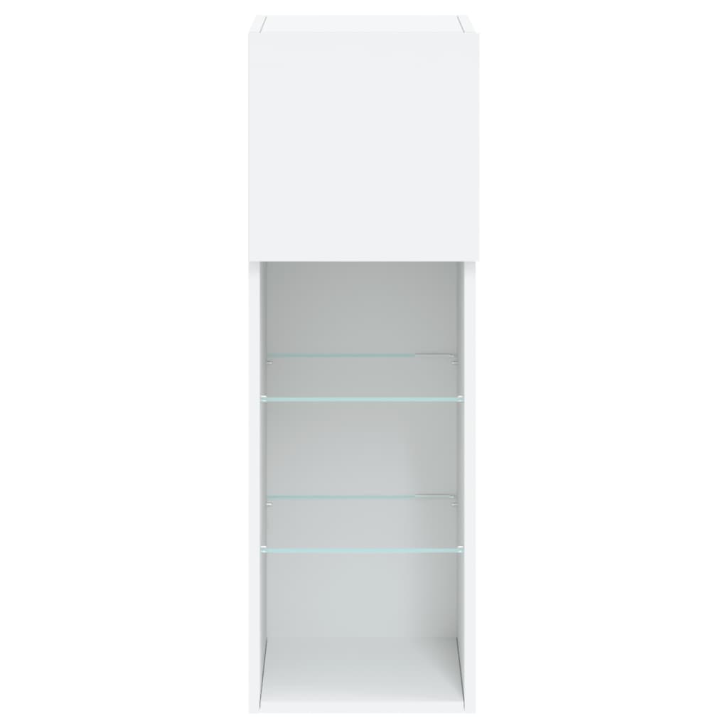 tv-borde 2 stk. med LED-lys 30,5x30x90 cm hvid