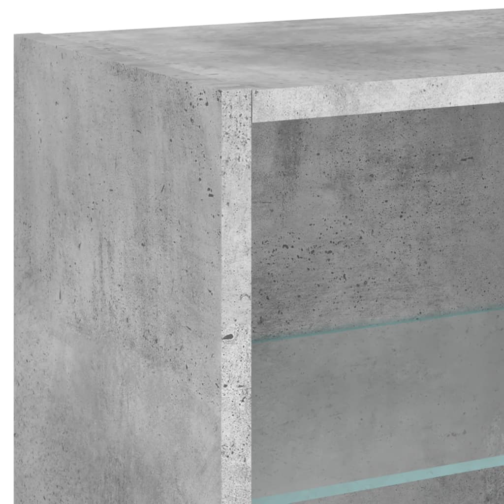 sengebord med LED-lys væghængt betongrå