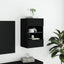 væghængt tv-bord med LED-lys 40x30x60,5 cm sort