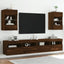 væghængt tv-bord med LED-lys 40x30x60,5 cm brun egetræsfarve
