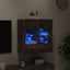 væghængt tv-bord med LED-lys 58,5x30x60,5 cm røget egetræsfarve
