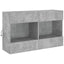 væghængt tv-bord med LED-lys 98,5x30x60,5 cm betongrå