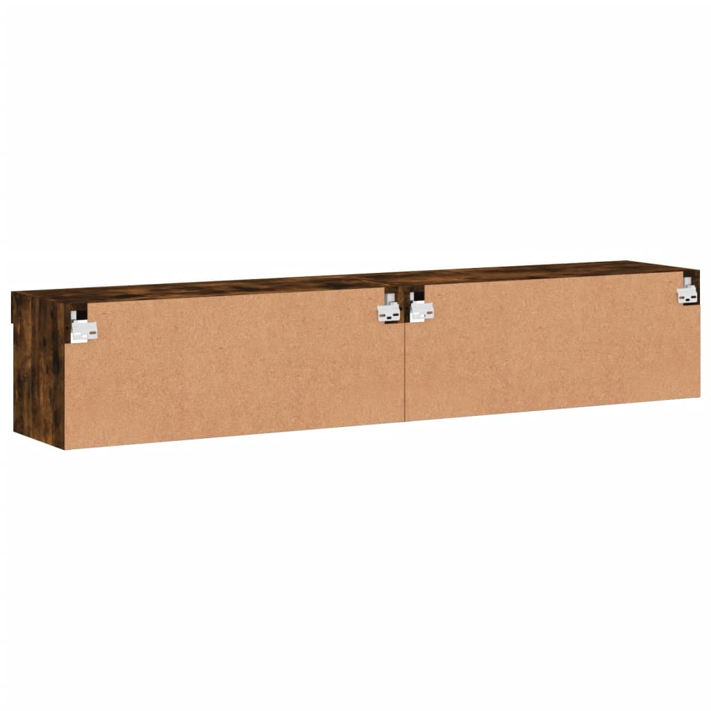 tv-borde med LED-lys 2 stk. 80x30x30 cm røget egetræsfarve
