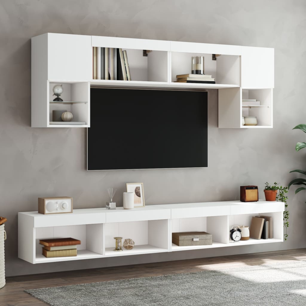 tv-bord med LED-lys 100x30x30 cm hvid