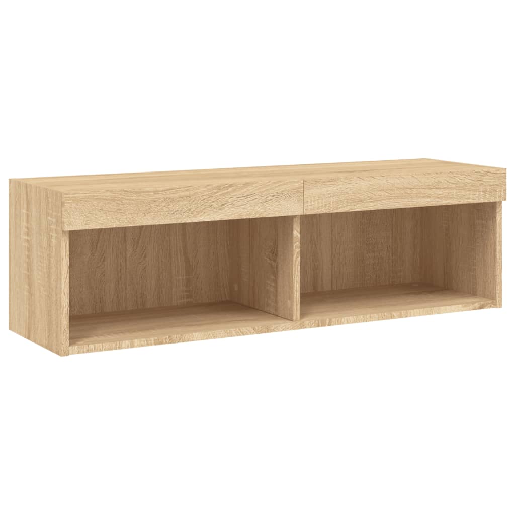 tv-bord med LED-lys 100x30x30 cm sonoma-eg