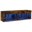 tv-bord med LED-lys 100x30x30 cm røget egetræsfarve