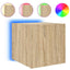væghængt tv-bord med LED-lys 30,5x35x30 cm sonoma-eg