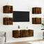 væghængt tv-bord med LED-lys 30,5x35x30 cm røget egetræsfarve