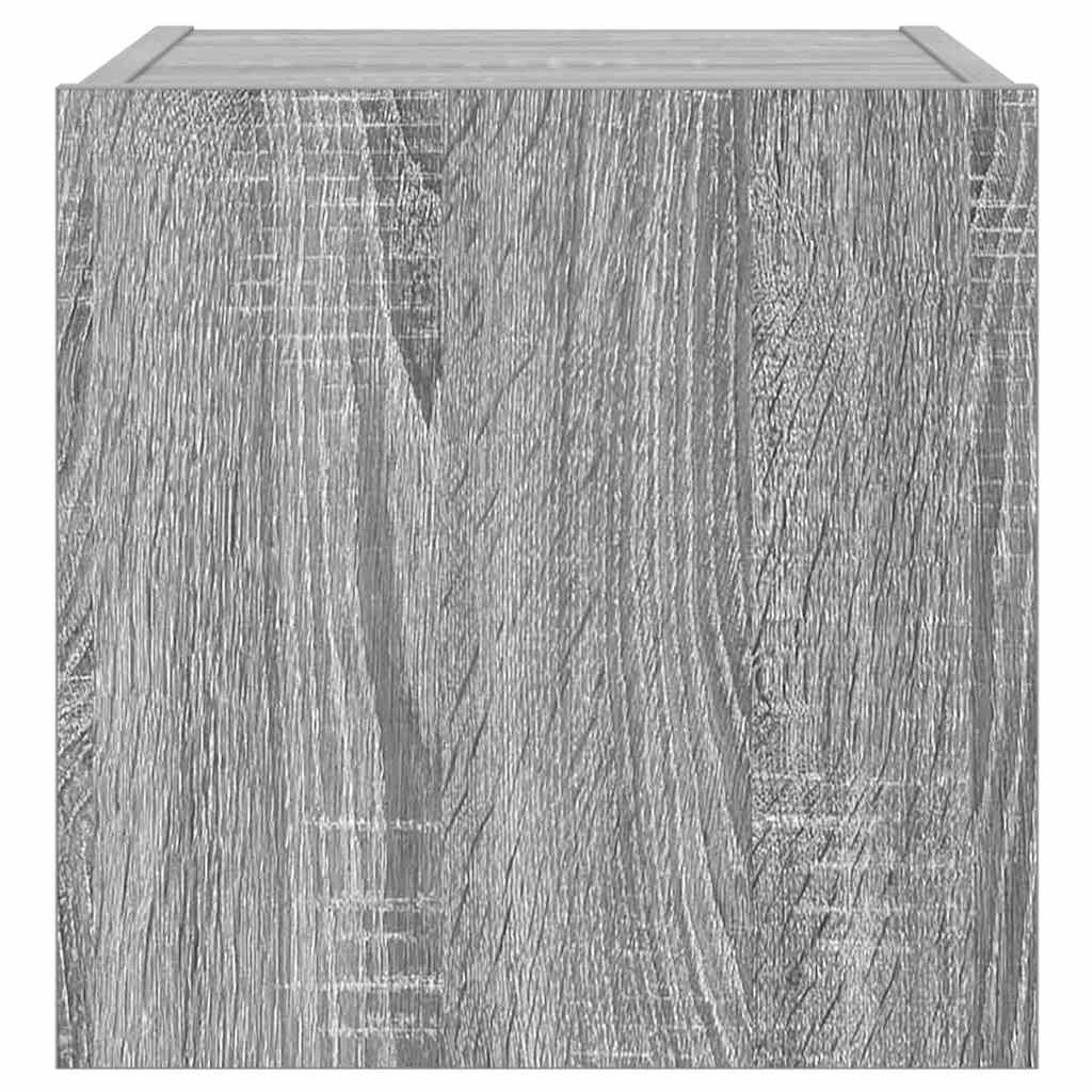 væghængte tv-borde 2 stk. LED-lys 30,5x35x30 cm grå sonoma-eg