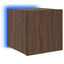 væghængt tv-bord med LED-lys 30,5x35x30 cm brun egetræsfarve