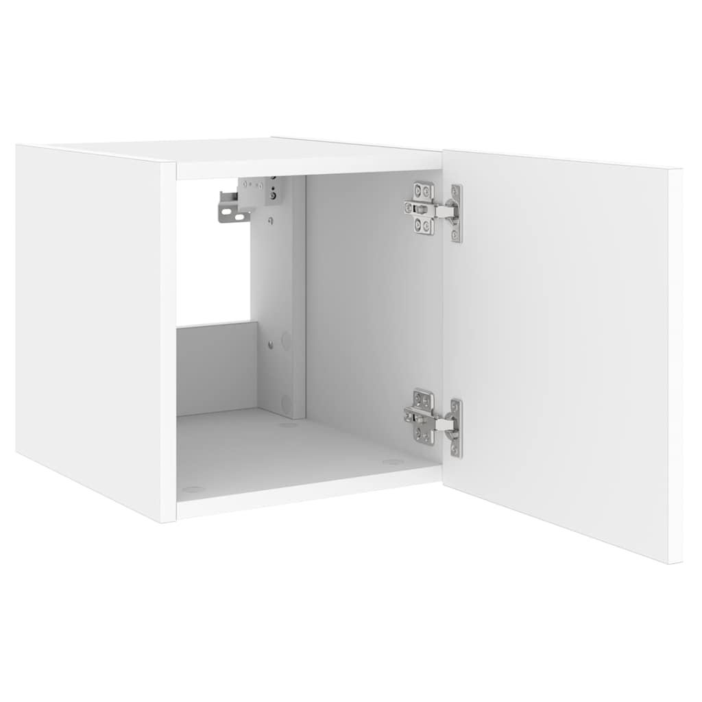 væghængte tv-borde 2 stk. med LED-lys 40,5x35x40 cm hvid