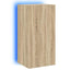 væghængt tv-bord med LED-lys 40,5x35x80 cm sonoma-eg