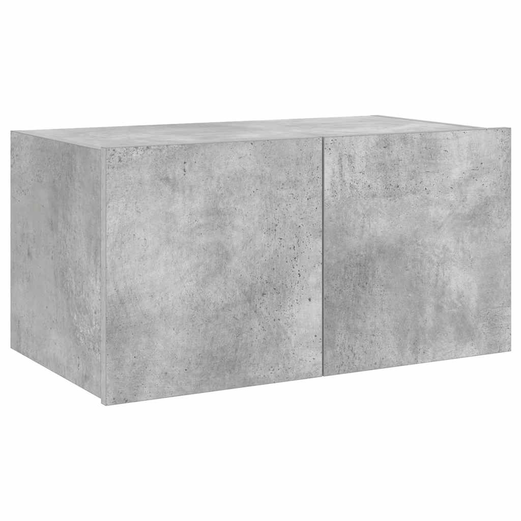 væghængt tv-bord med LED-lys 60x35x31 cm betongrå