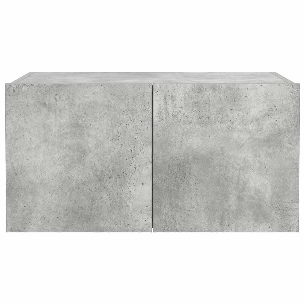 væghængt tv-bord med LED-lys 60x35x31 cm betongrå